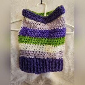 Dog Sweater, Small Purple Stripe Crochet Dog Sweater